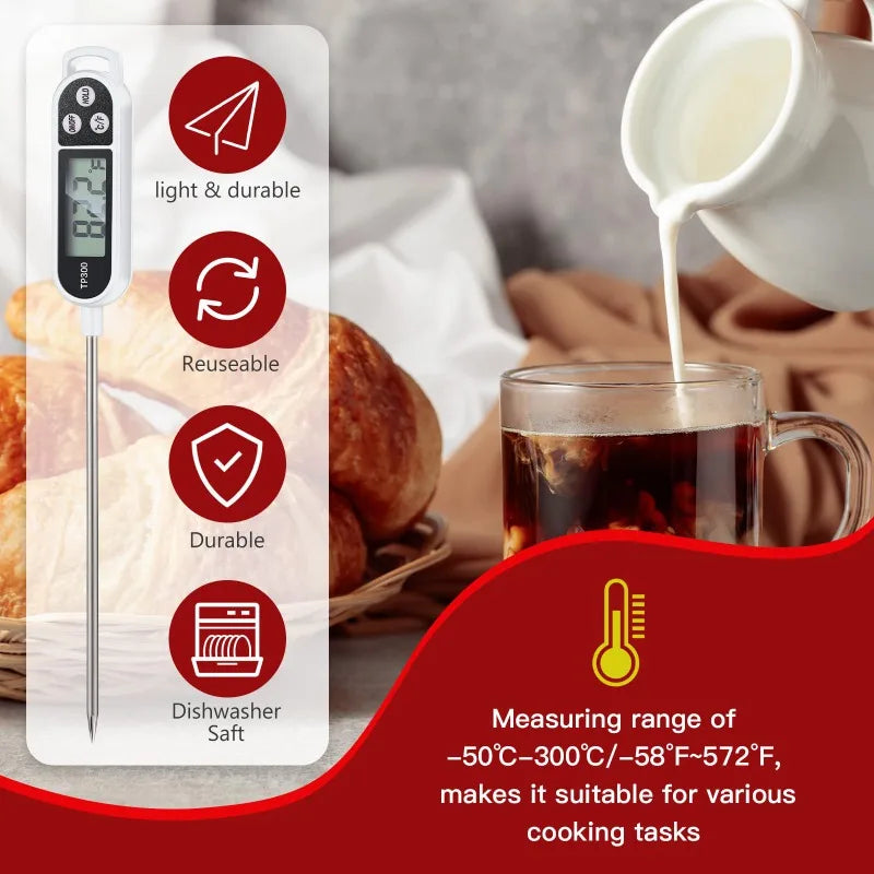 Lebensmittelthermometer Sonde Typ elektronisches digitales Küchenthermometer für Fleisch Milch Kochen Essen BBQ TP300 Temperaturmessgerät Werkzeug