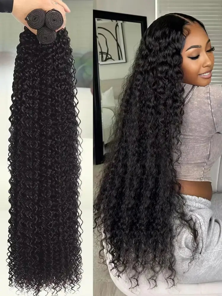 Deep Wave Echthaar-Bundles, 12A lockige Echthaar-Bundles, 22 24 26 Zoll Wet and Wavy brasilianisches unbehandeltes Deep Wave