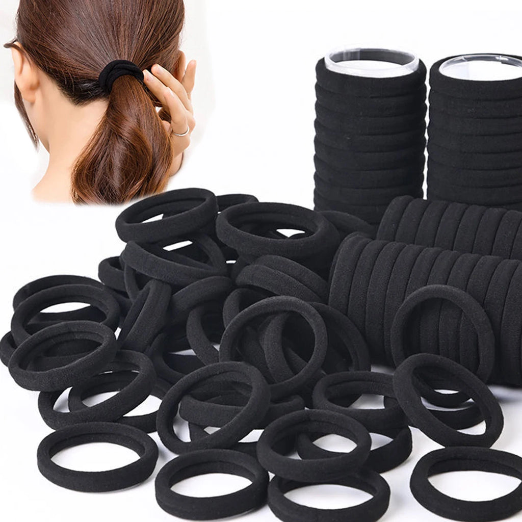 50/100 Stück schwarz-weiße Haarbänder, Haargummis für Damen, hochelastische Gummibänder, Haarbänder