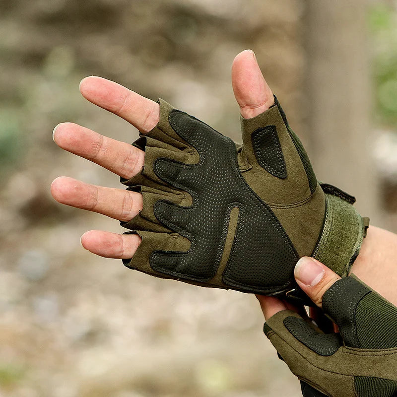 Guantes de medio dedo para hombre, guantes tácticos militares para exteriores, deportes, tiro, caza, Airsoft, motocicleta, cicli