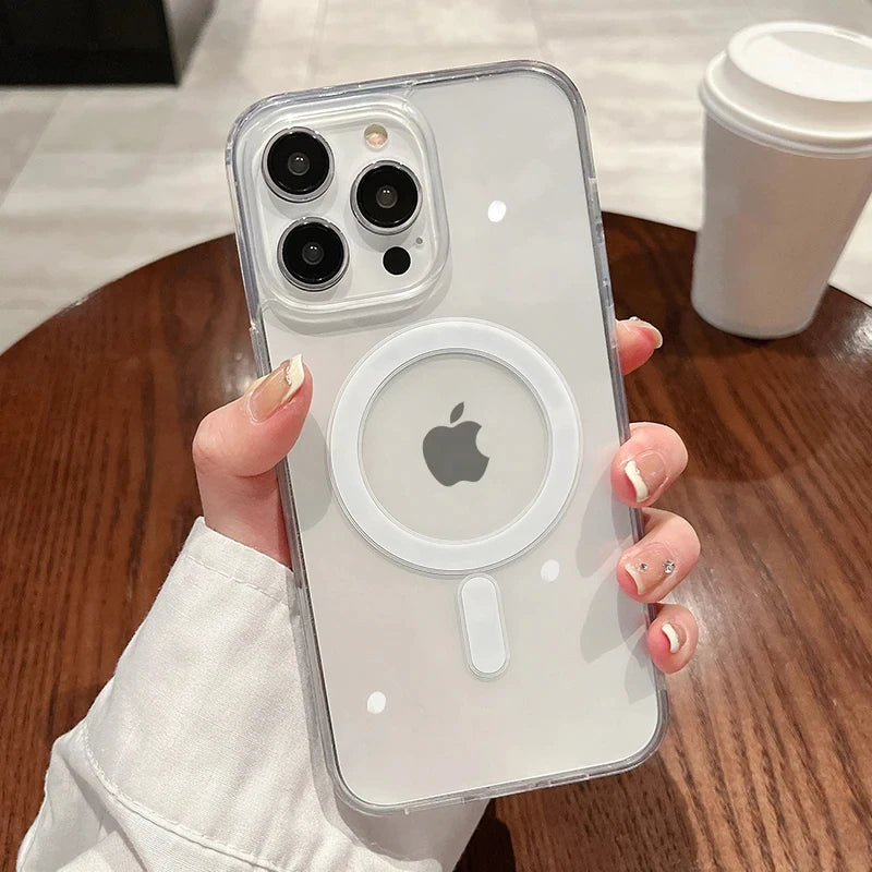 Transparente magnetische Hülle für iPhone 15 14 13 Pro Max Für Magsafe Klare kabellose Ladehüllen