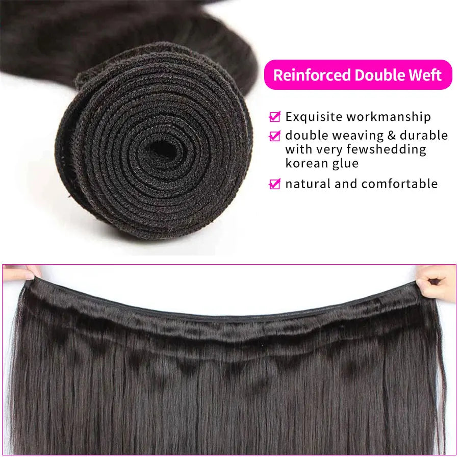 Unbehandelte brasilianische glatte Echthaarbündel Naturfarbe Raw Remy Echthaar-Extensions für Frauen