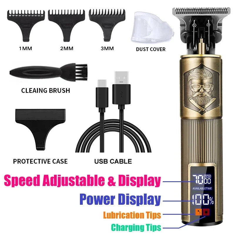 Schnurloser Haartrimmer Vintage Haarschneidemaschine USB-Schnelllade-Haarschneidemaschine Elektrorasierer Barbier Professional Barbier