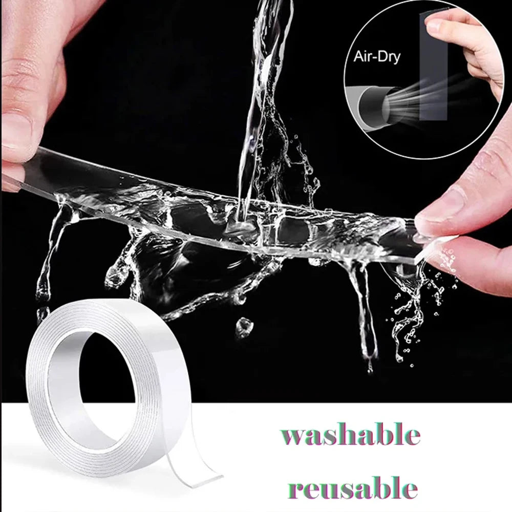 5m/3/2m/1m Nano Klebeband Extra Starkes doppelseitiges Klebeband Transparent Spurlos Wiederverwendbares Wasserdichtes Klebeband für Zuhause