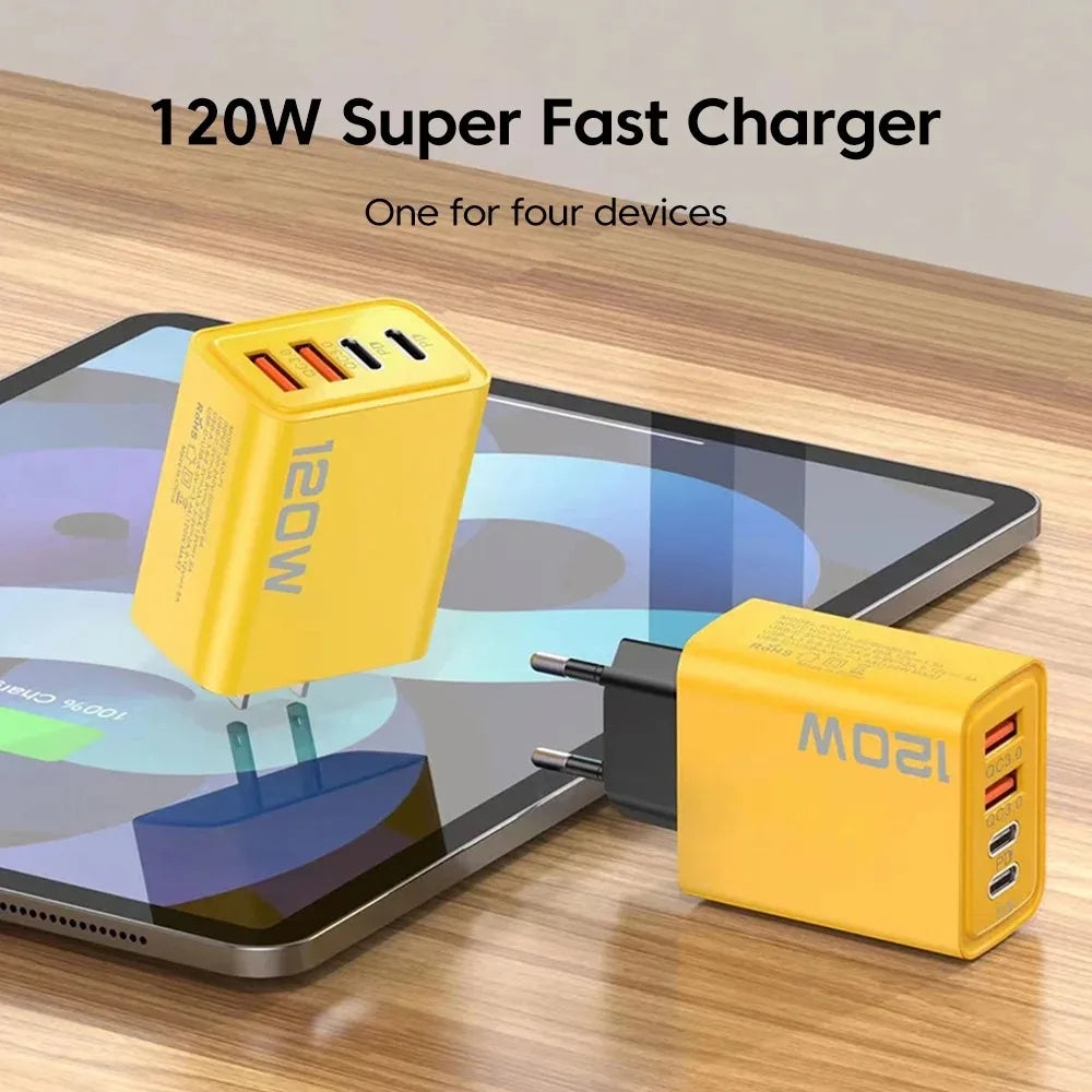 4-Port-USB-C-PD-Ladegerät Quick Charge 3.0 Typ C USB-Handy-Ladegerät Schnellladeadapter für iPhone 16 15 Samsung Xiaomi Huawei