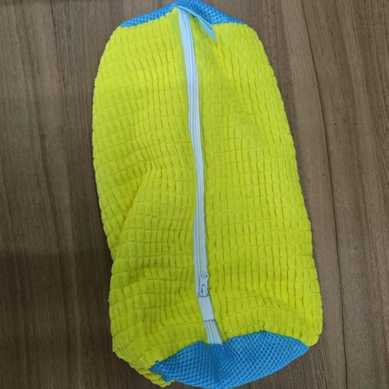 Waschbeutel für Schuhe, strapazierfähig, für alle Schuhtypen, gelb mit blauem Reißverschluss, ideal für Turnschuhe und Freizeitschuhe, Wäschesack