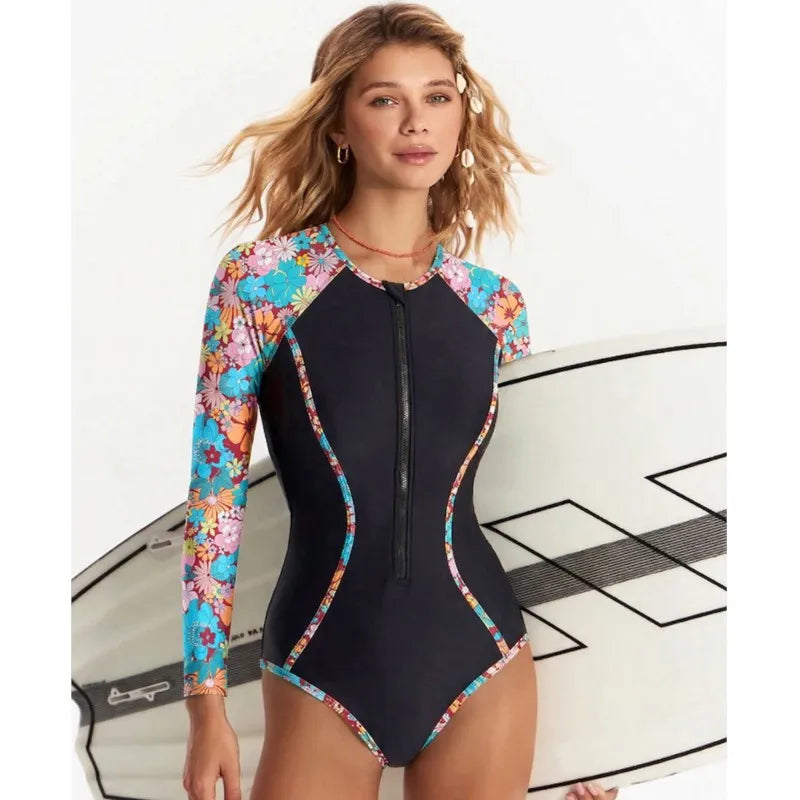 Mesh Sleeve Sexy Badeanzug Damen Sommer Bademode Bikini Set Langarm Bademode Strand Schwimmanzug für Frauen Купальник
