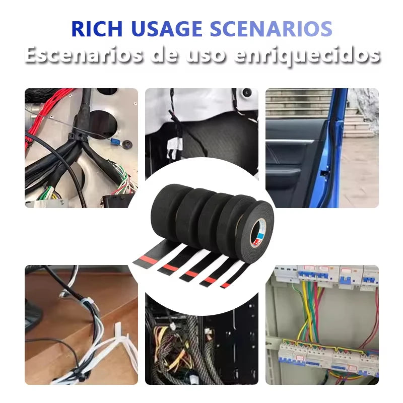 High-Temperature Wire Harness Cloth Tape Automotive Cable Loom Heatproof Fabric Adhesive Tape for Engine Electrical Insulation