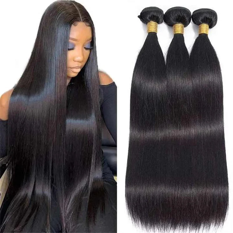 Unbehandelte brasilianische glatte Echthaarbündel Naturfarbe Raw Remy Echthaar-Extensions für Frauen