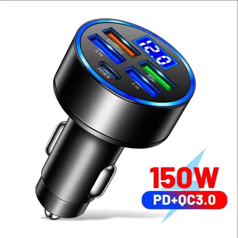 100W/200W QC3.0 PD Mini Auto Ladegerät 12-24V Zigarettenanzünder Schnelllade KFZ USB Typ C Ladegerät für Xiaomi Samsung Huawei iPhone Power