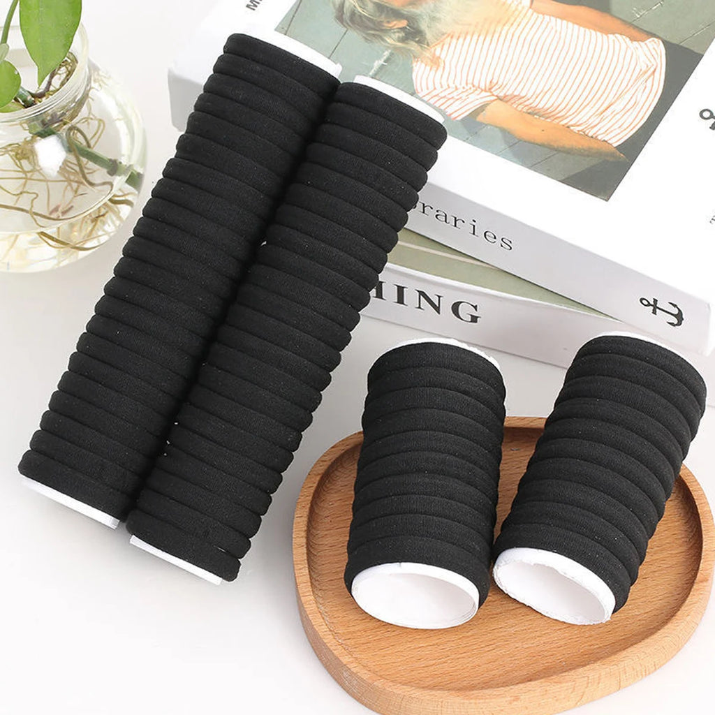50/100 Stück schwarz-weiße Haarbänder, Haargummis für Damen, hochelastische Gummibänder, Haarbänder
