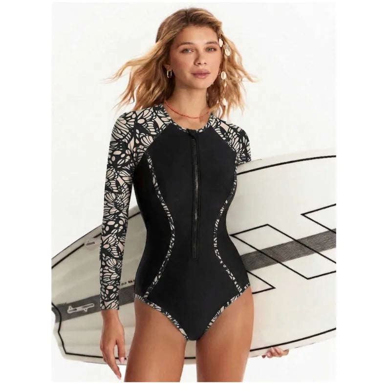 Mesh Sleeve Sexy Badeanzug Damen Sommer Bademode Bikini Set Langarm Bademode Strand Schwimmanzug für Frauen Купальник