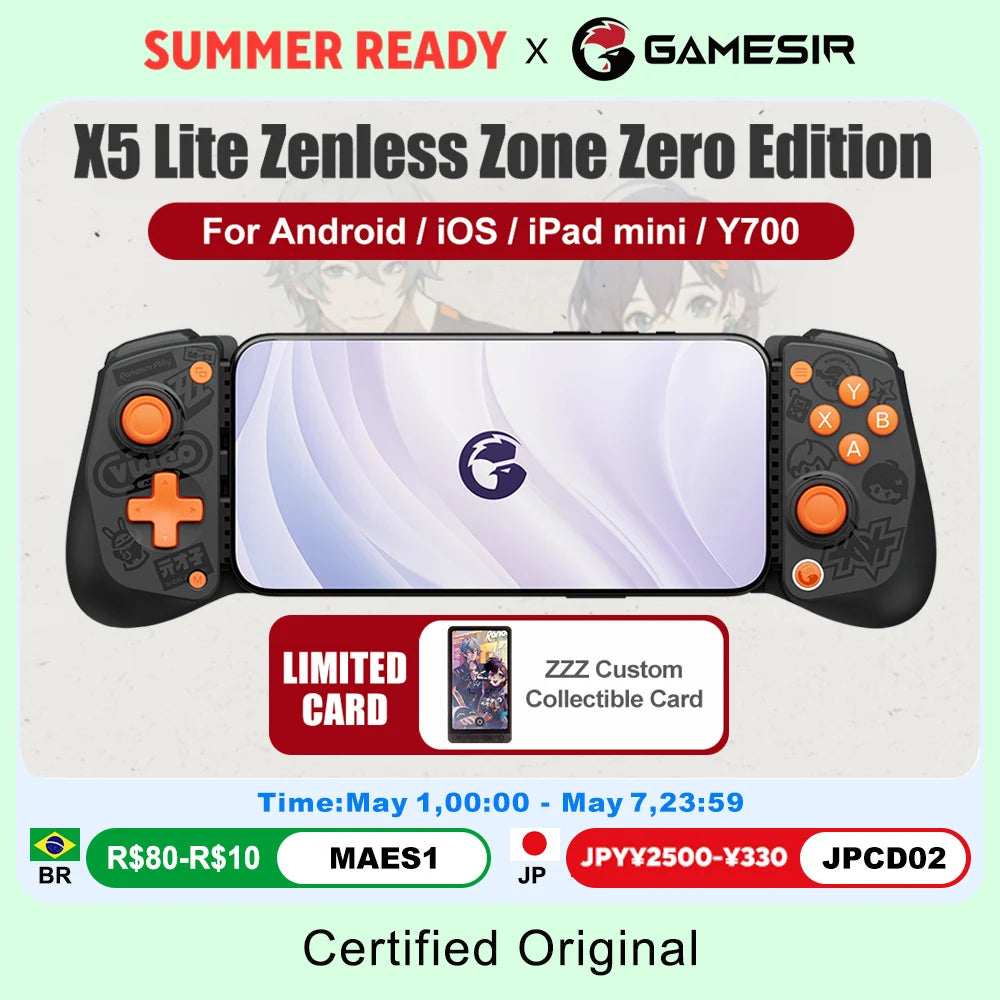 GameSir X5 Lite Zenless Zone Zero Edition Mobile Gamepad for iPhone 17 16 15 Android iPad Mini Y700 Tablet Cell Phone Controller