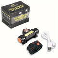 Wiederaufladbare COB-LED-USB-Stirnlampe, stark magnetisch, leistungsstarke Stirnlampe, superhell, wasserdicht, für Outdoor-Angeln