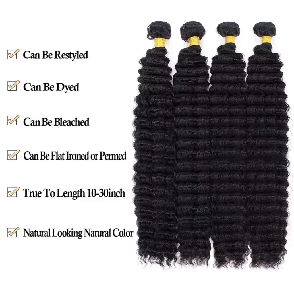 Deep Wave Echthaar-Bundles, 12A lockige Echthaar-Bundles, 22 24 26 Zoll Wet and Wavy brasilianisches unbehandeltes Deep Wave