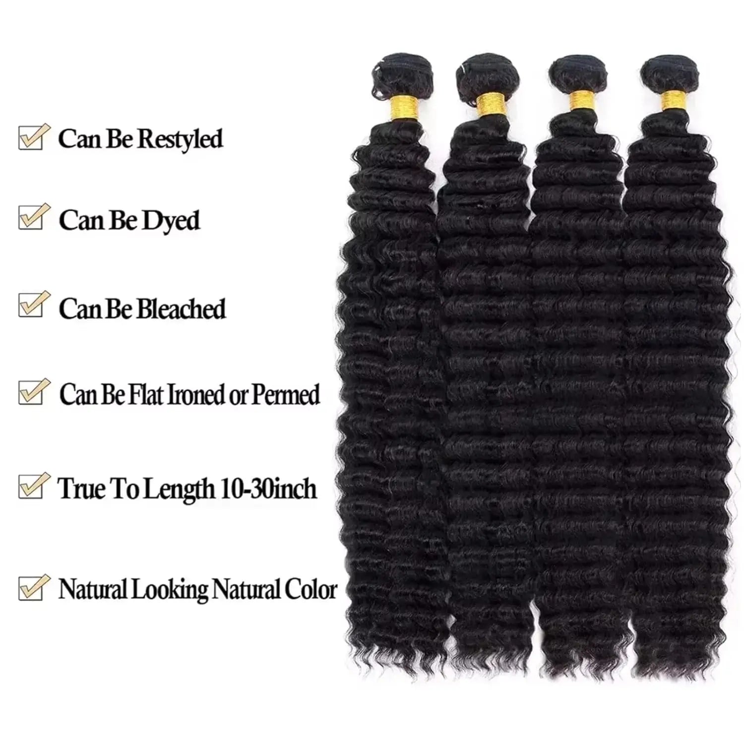 Deep Wave Echthaar-Bundles, 12A lockige Echthaar-Bundles, 22 24 26 Zoll Wet and Wavy brasilianisches unbehandeltes Deep Wave