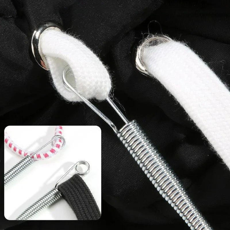1/30 Stück Edelstahlseil-Einfädler, biegsamer Federkordelzug-Einfädler, Clip-Kordelzug-Faden, DIY-Nähzubehör