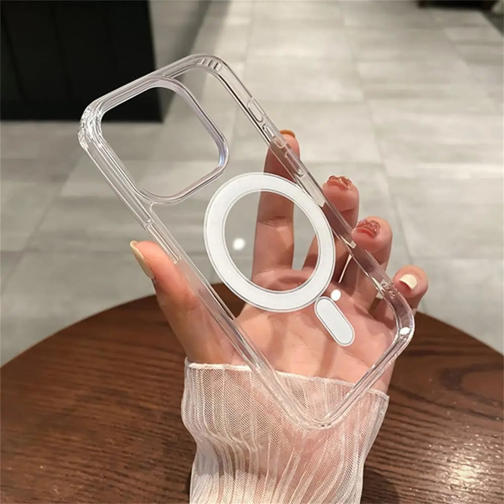 Transparente magnetische Hülle für iPhone 15 14 13 Pro Max Für Magsafe Klare kabellose Ladehüllen