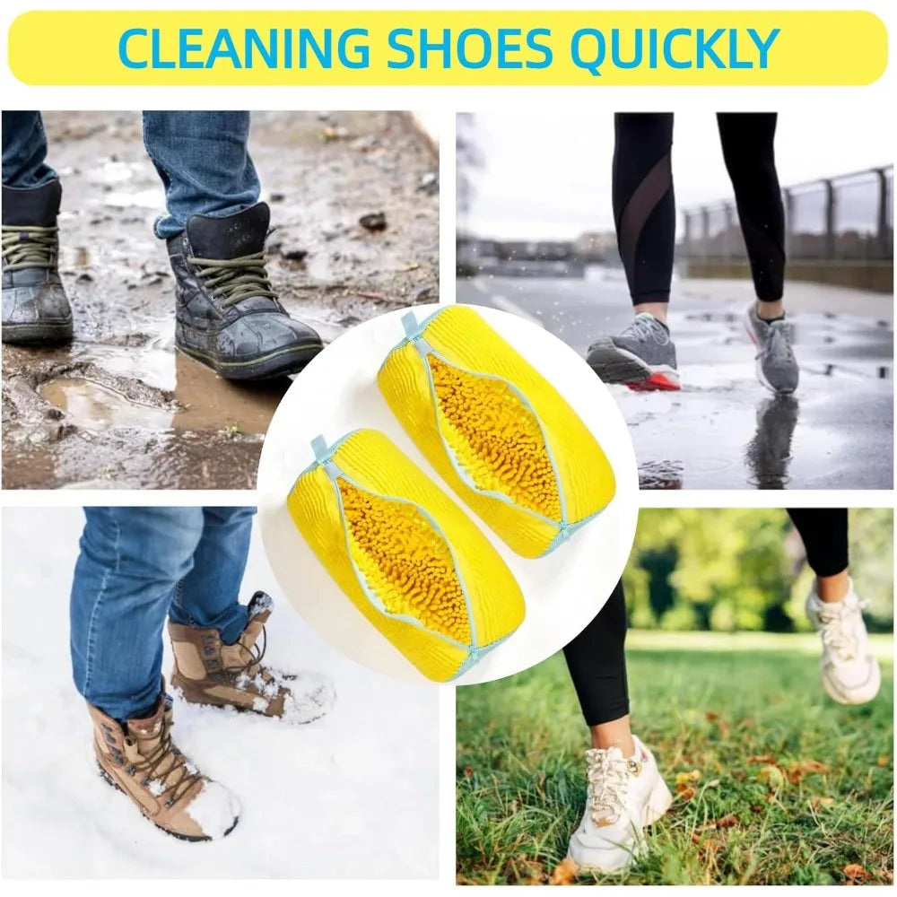 Waschbeutel für Schuhe, strapazierfähig, für alle Schuhtypen, gelb mit blauem Reißverschluss, ideal für Turnschuhe und Freizeitschuhe, Wäschesack