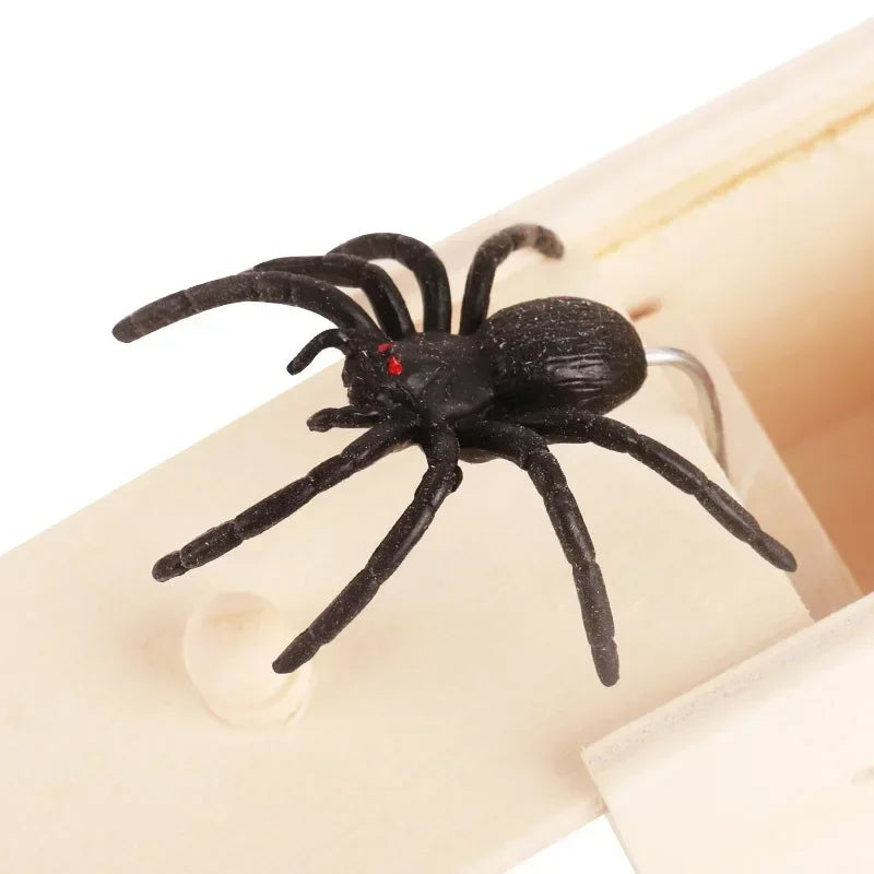 Funny Gifts Trick Spider Toys Scare Box Wooden Hidden Box Prank Wooden Scare Box Fun Game Prank Trick Friend Party Toys
