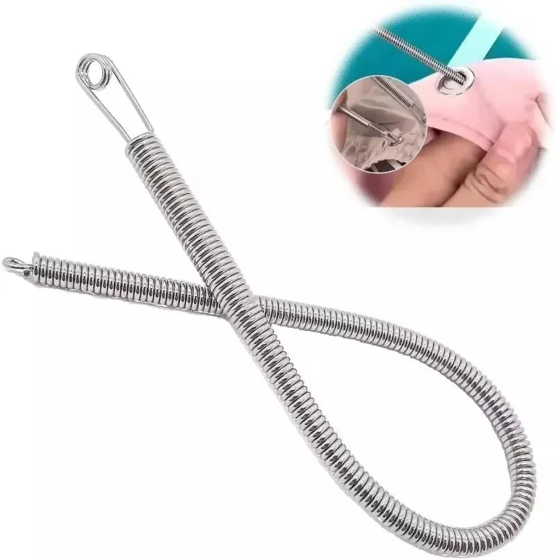 1/30 Stück Edelstahlseil-Einfädler, biegsamer Federkordelzug-Einfädler, Clip-Kordelzug-Faden, DIY-Nähzubehör