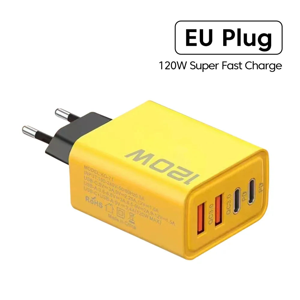 4-Port-USB-C-PD-Ladegerät Quick Charge 3.0 Typ C USB-Handy-Ladegerät Schnellladeadapter für iPhone 16 15 Samsung Xiaomi Huawei