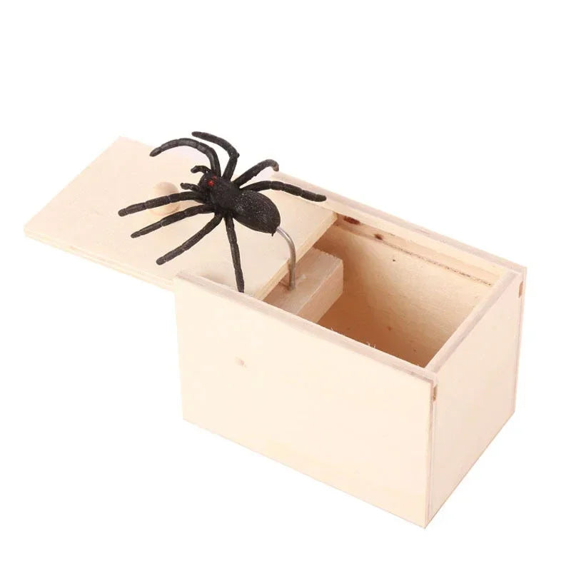 Funny Gifts Trick Spider Toys Scare Box Wooden Hidden Box Prank Wooden Scare Box Fun Game Prank Trick Friend Party Toys
