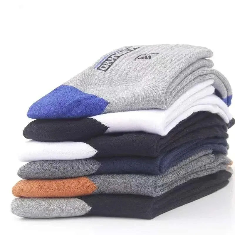 5 Pairs Spring and Fall Men's Sports Socks Summer Leisure Sweat-Absorbent Comfortable Thin Breathable Basketball Socks