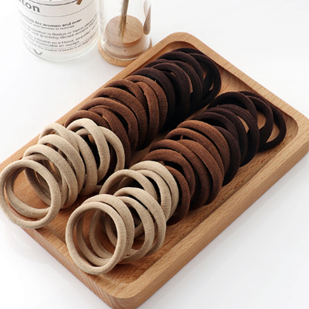 50/100 Stück schwarz-weiße Haarbänder, Haargummis für Damen, hochelastische Gummibänder, Haarbänder