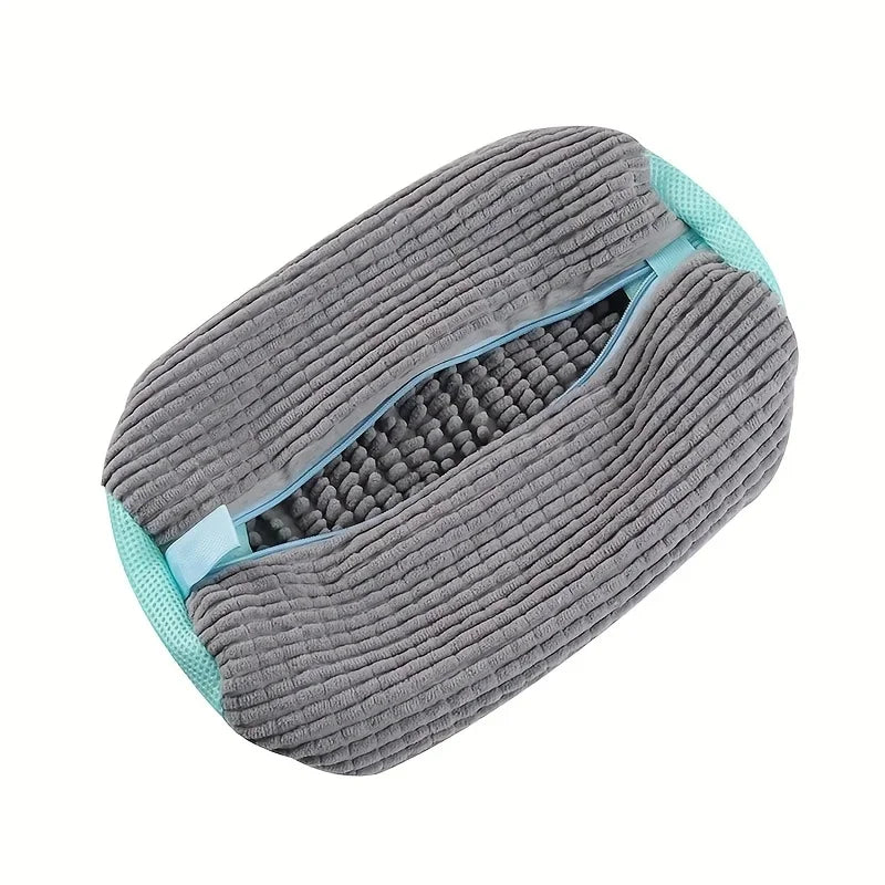 Fluffy Fiber Schuhwaschbeutel 360° Rundumreinigung Wiederverwendbarer Strapazierfähiger Maschinenwaschbarer Wäschesack mit Reißverschluss (1 Stk.)