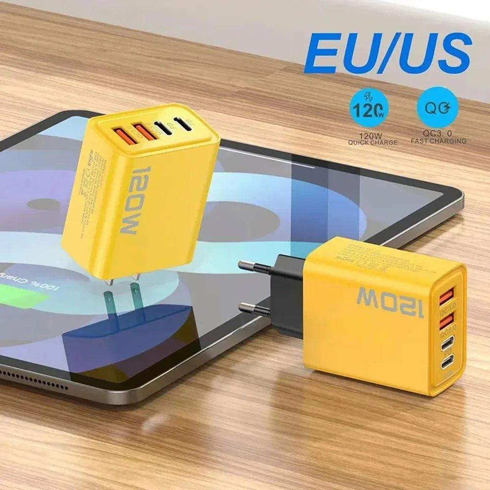 4-Port-USB-C-PD-Ladegerät Quick Charge 3.0 Typ C USB-Handy-Ladegerät Schnellladeadapter für iPhone 16 15 Samsung Xiaomi Huawei