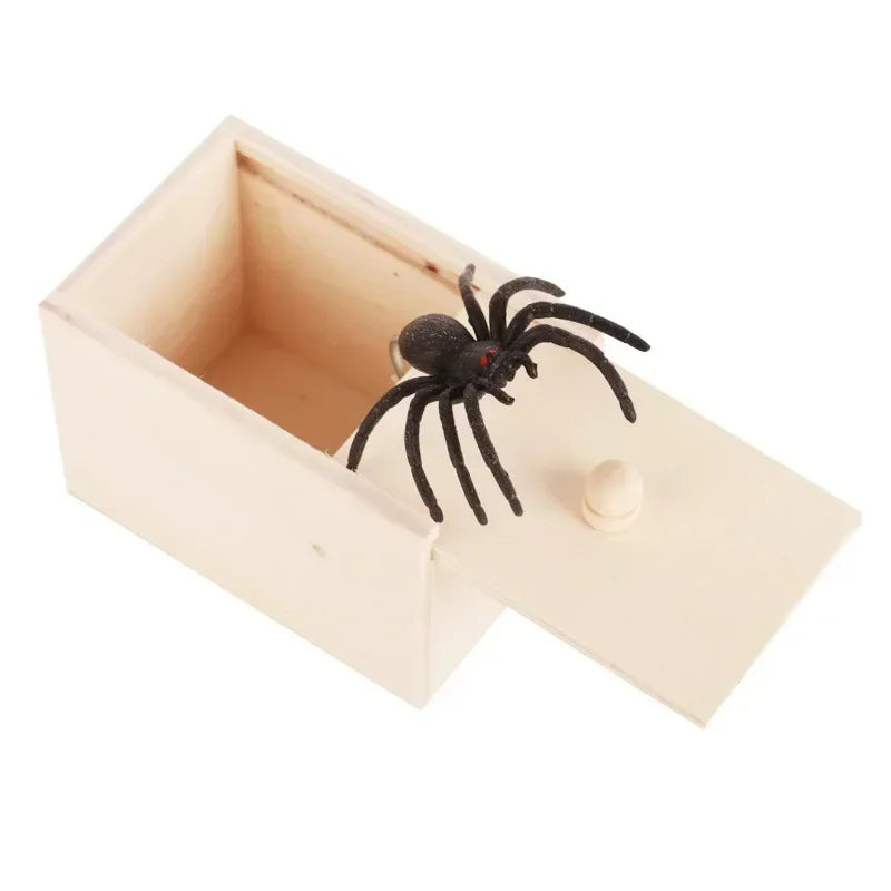 Funny Gifts Trick Spider Toys Scare Box Wooden Hidden Box Prank Wooden Scare Box Fun Game Prank Trick Friend Party Toys