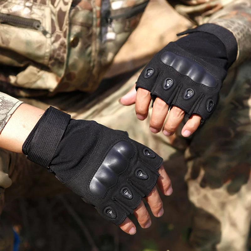 Guantes de medio dedo para hombre, guantes tácticos militares para exteriores, deportes, tiro, caza, Airsoft, motocicleta, cicli