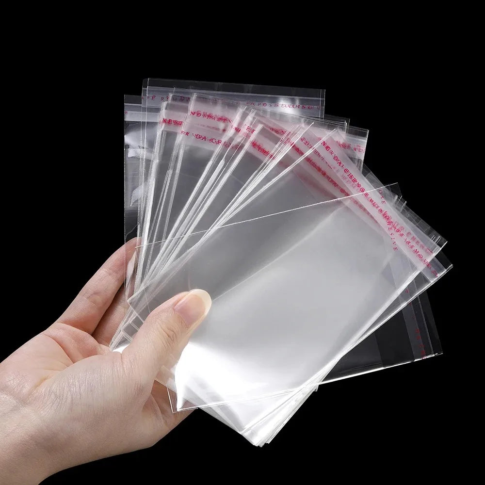 100pcs/lot Transparent Self-Adhesive Seal Bags OPP Plastic Cellophane Bags Gift Bags & Pouches Jewelry Packaging Bags