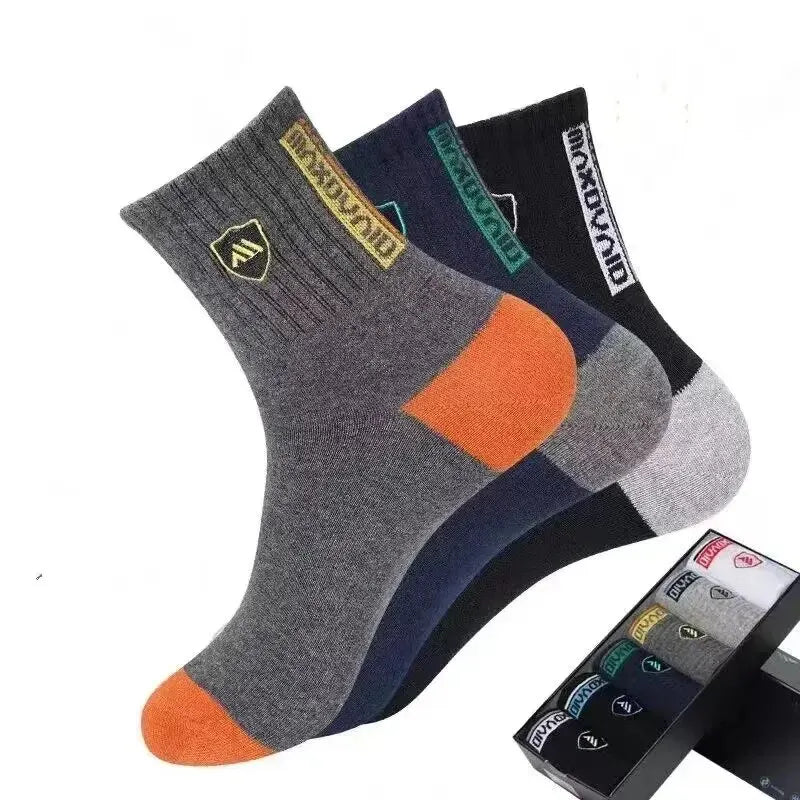 5 Pairs Spring and Fall Men's Sports Socks Summer Leisure Sweat-Absorbent Comfortable Thin Breathable Basketball Socks