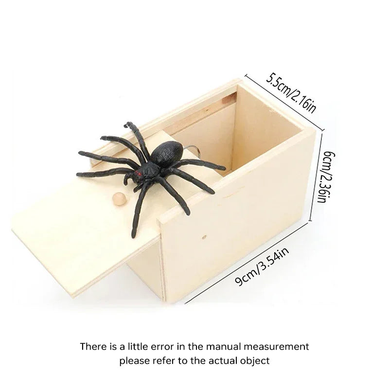 Funny Gifts Trick Spider Toys Scare Box Wooden Hidden Box Prank Wooden Scare Box Fun Game Prank Trick Friend Party Toys
