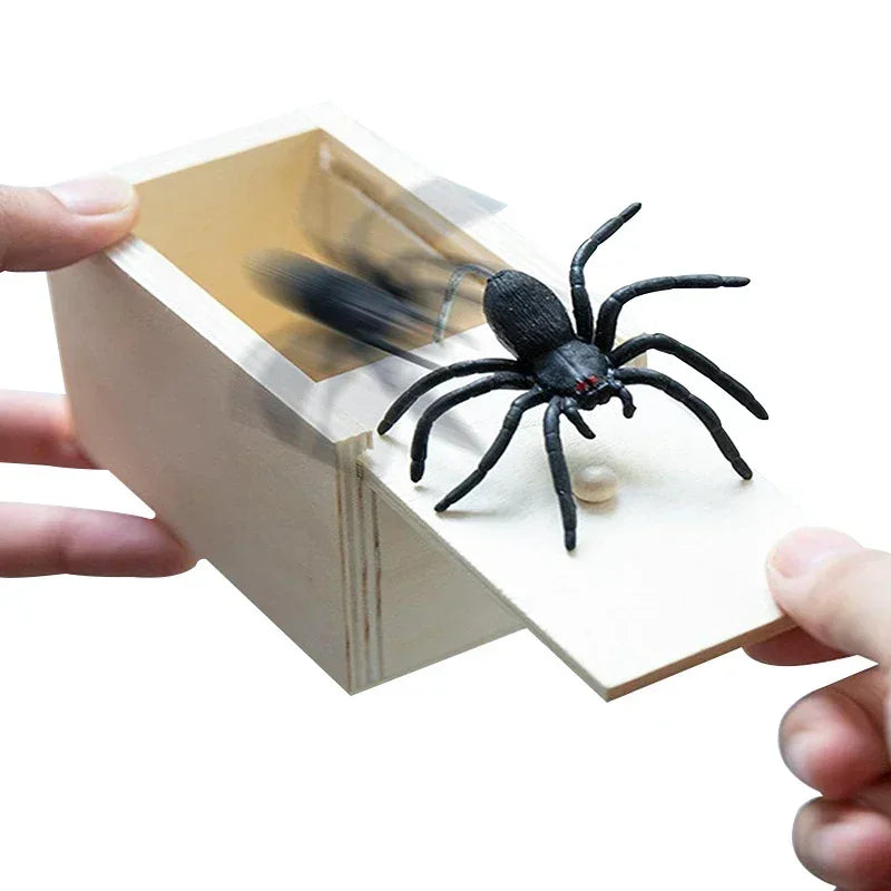 Funny Gifts Trick Spider Toys Scare Box Wooden Hidden Box Prank Wooden Scare Box Fun Game Prank Trick Friend Party Toys