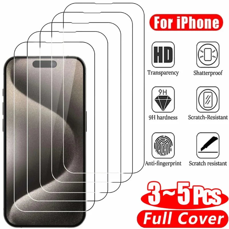 3 Stück gehärtetes Glas für iPhone 14 15 Plus 11 16 Pro Max iPhone 12 13 Mini XR X XS Max 6 8 7 Plus SE 2020 Displayschutzfolie
