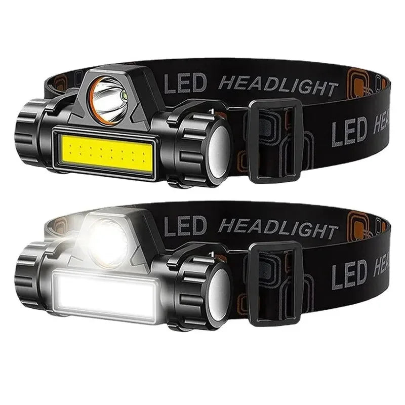 Wiederaufladbare COB-LED-USB-Stirnlampe, stark magnetisch, leistungsstarke Stirnlampe, superhell, wasserdicht, für Outdoor-Angeln