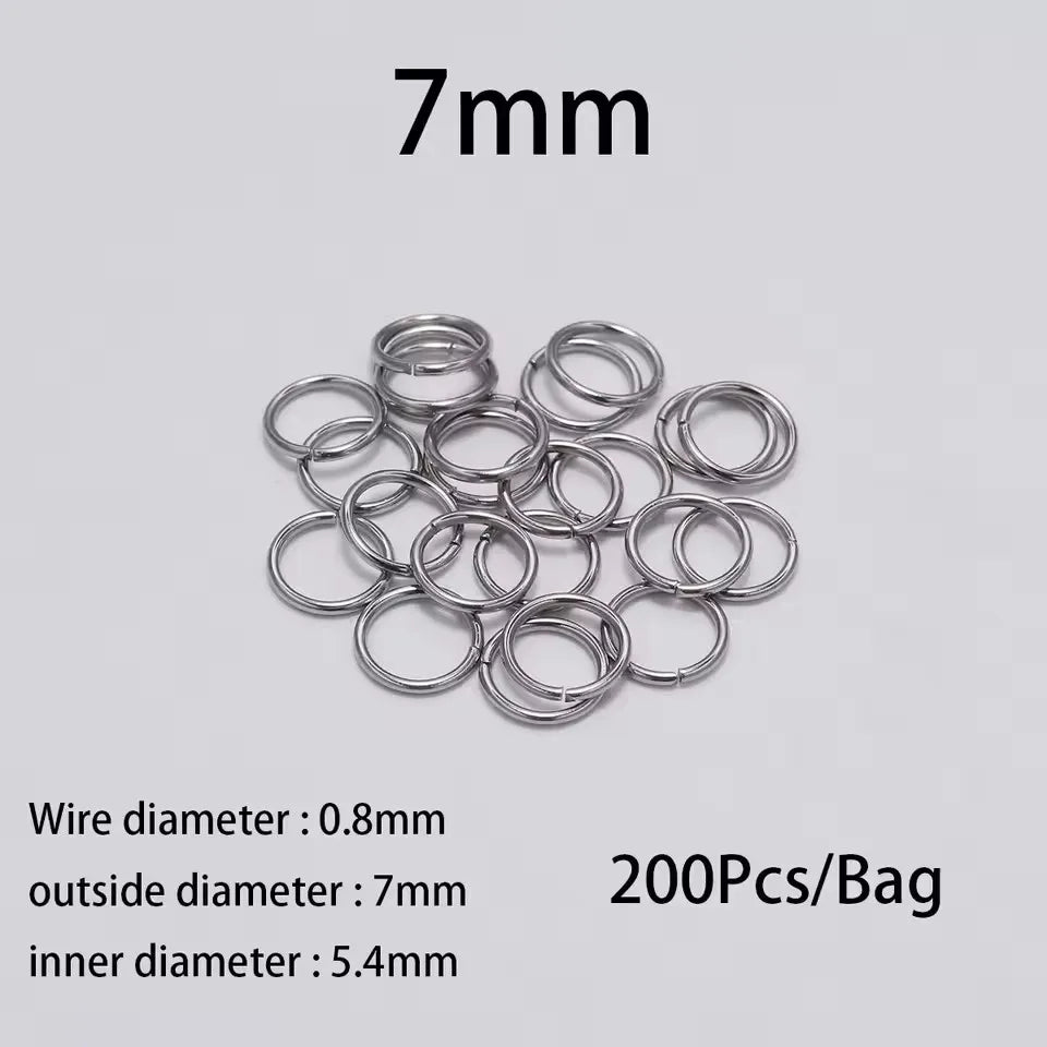 200 Aros de Salto de Acero Inoxidable 3-10mm para Bisutería y Manualidades DIY