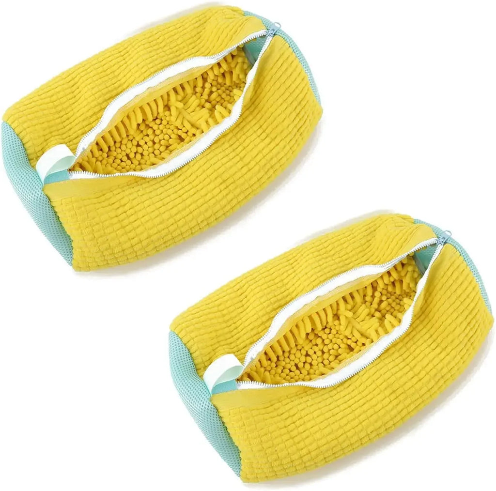 Fluffy Fiber Schuhwaschbeutel 360° Rundumreinigung Wiederverwendbarer Strapazierfähiger Maschinenwaschbarer Wäschesack mit Reißverschluss (1 Stk.)