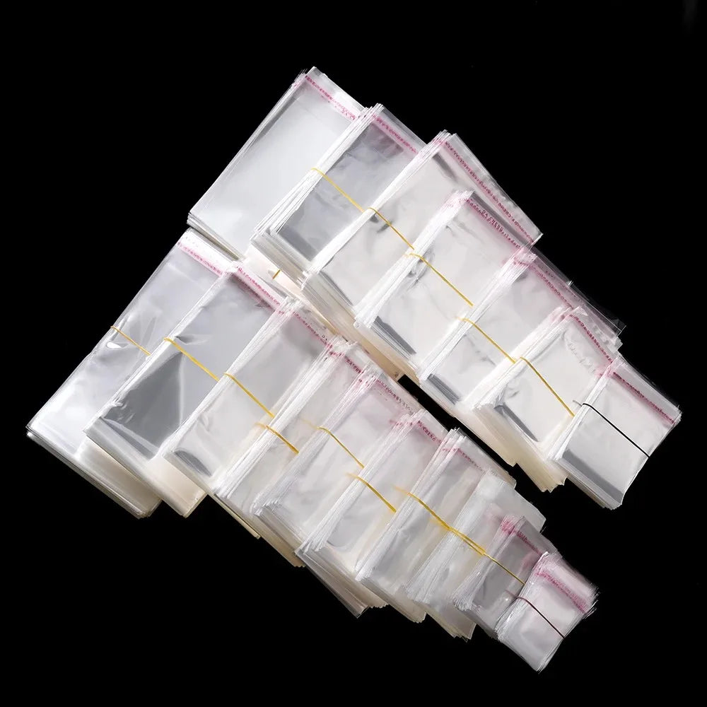100pcs/lot Transparent Self-Adhesive Seal Bags OPP Plastic Cellophane Bags Gift Bags & Pouches Jewelry Packaging Bags