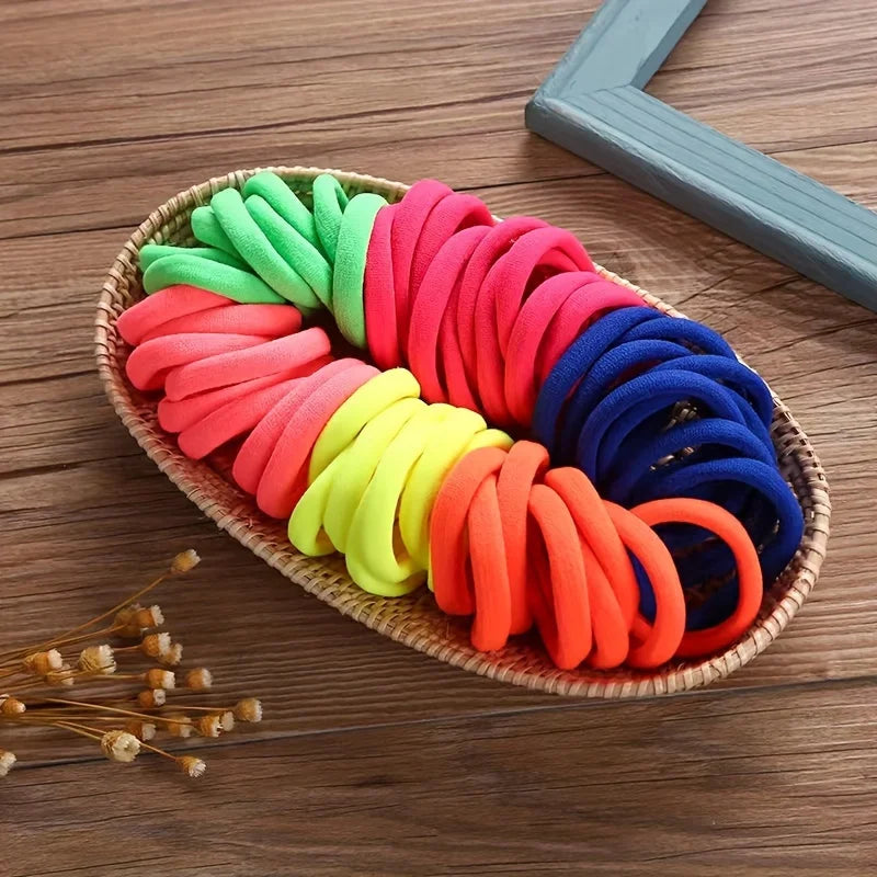 Bunte, elastische Haargummis für Mädchen, Pferdeschwanzhalter, Scrunchie, Gummiband, Damen-Mode-Haaraccessoires, elastische Haarbänder