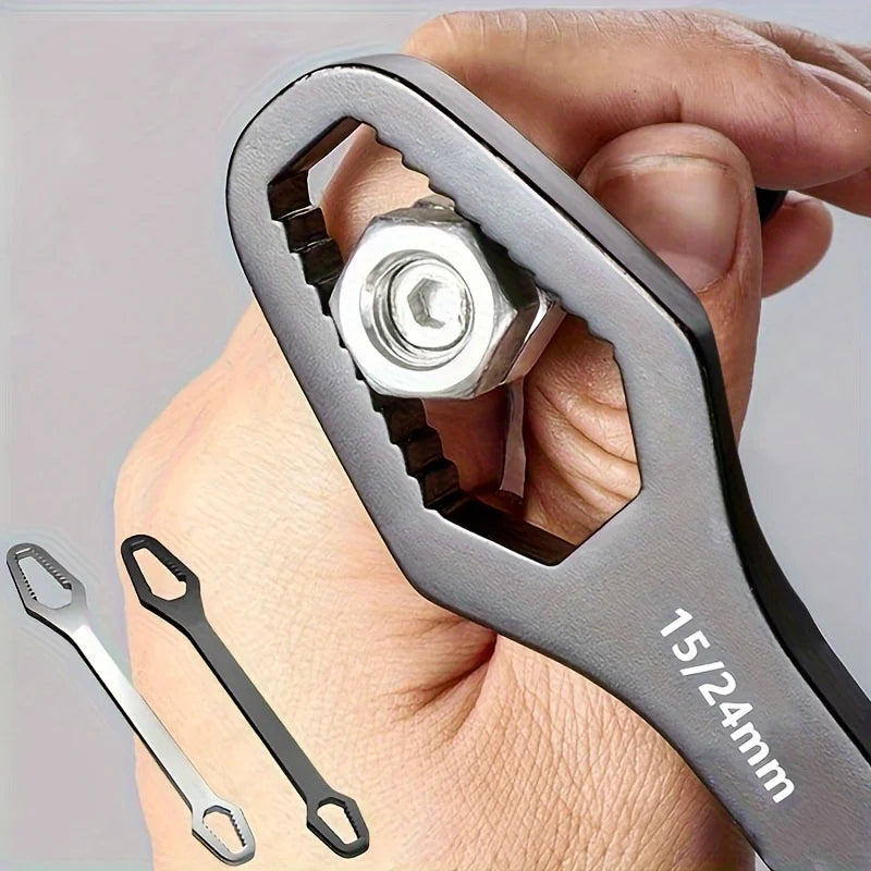 1pc Universal Double-Ended Wrench, Self-Tightening 3-17mm Screw Nuts Repair Wrench, Double-Headed Ratchet Spanner, Adjustable
