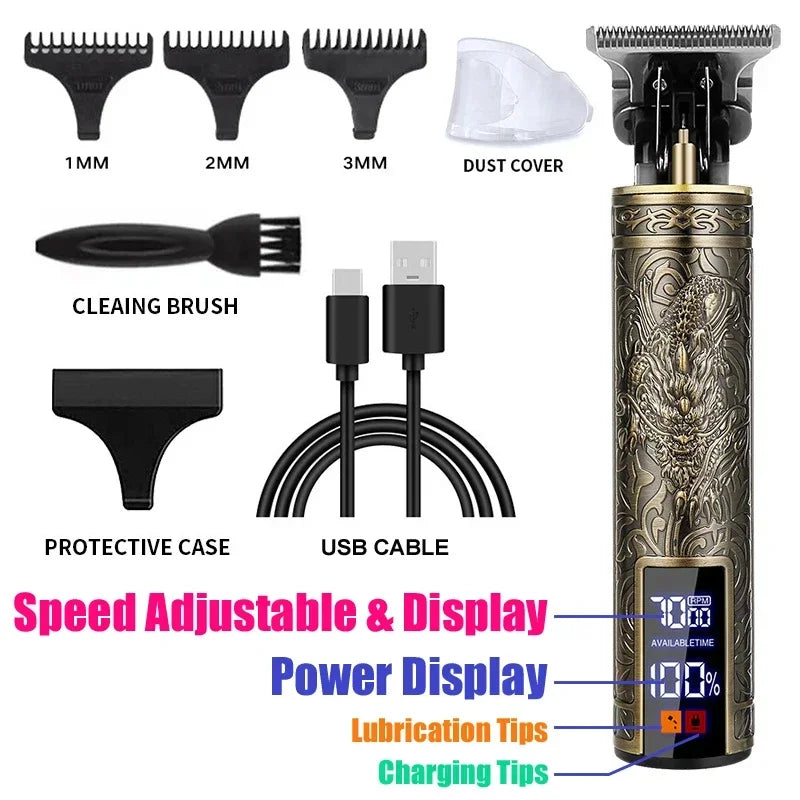 Schnurloser Haartrimmer Vintage Haarschneidemaschine USB-Schnelllade-Haarschneidemaschine Elektrorasierer Barbier Professional Barbier