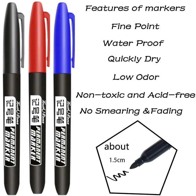 6 Permanentmarker Manga Zeichnen Marker Schwarz Blau Rot Wasserdichte Tinte Skizzenstifte Schreibwaren Kunst Schulbedarf