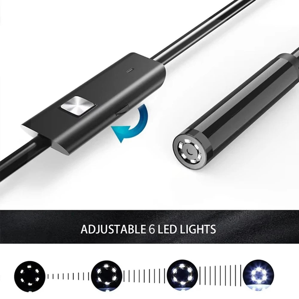 5,5/7,0-mm-Typ-C-Endoskopkamera, IP67 wasserdicht mit 6 einstellbaren LEDs, USB-Android-Inspektionsendoskop für Handy und PC