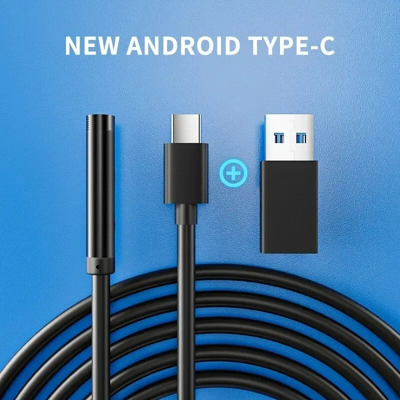 5,5/7,0-mm-Typ-C-Endoskopkamera, IP67 wasserdicht mit 6 einstellbaren LEDs, USB-Android-Inspektionsendoskop für Handy und PC