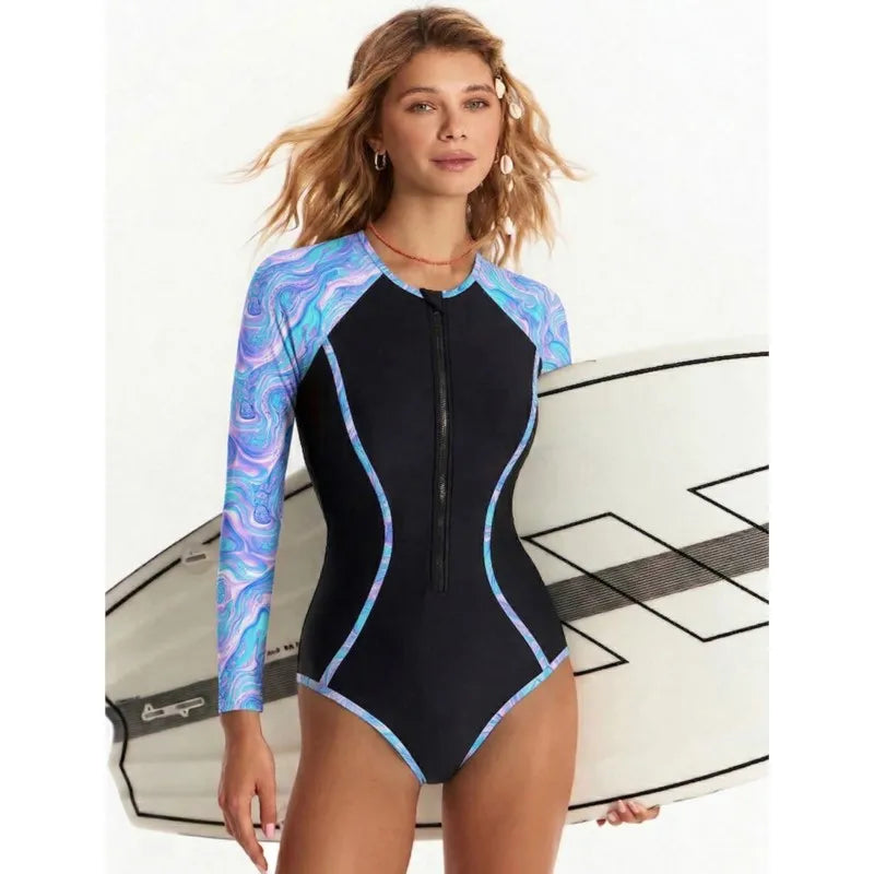Mesh Sleeve Sexy Badeanzug Damen Sommer Bademode Bikini Set Langarm Bademode Strand Schwimmanzug für Frauen Купальник