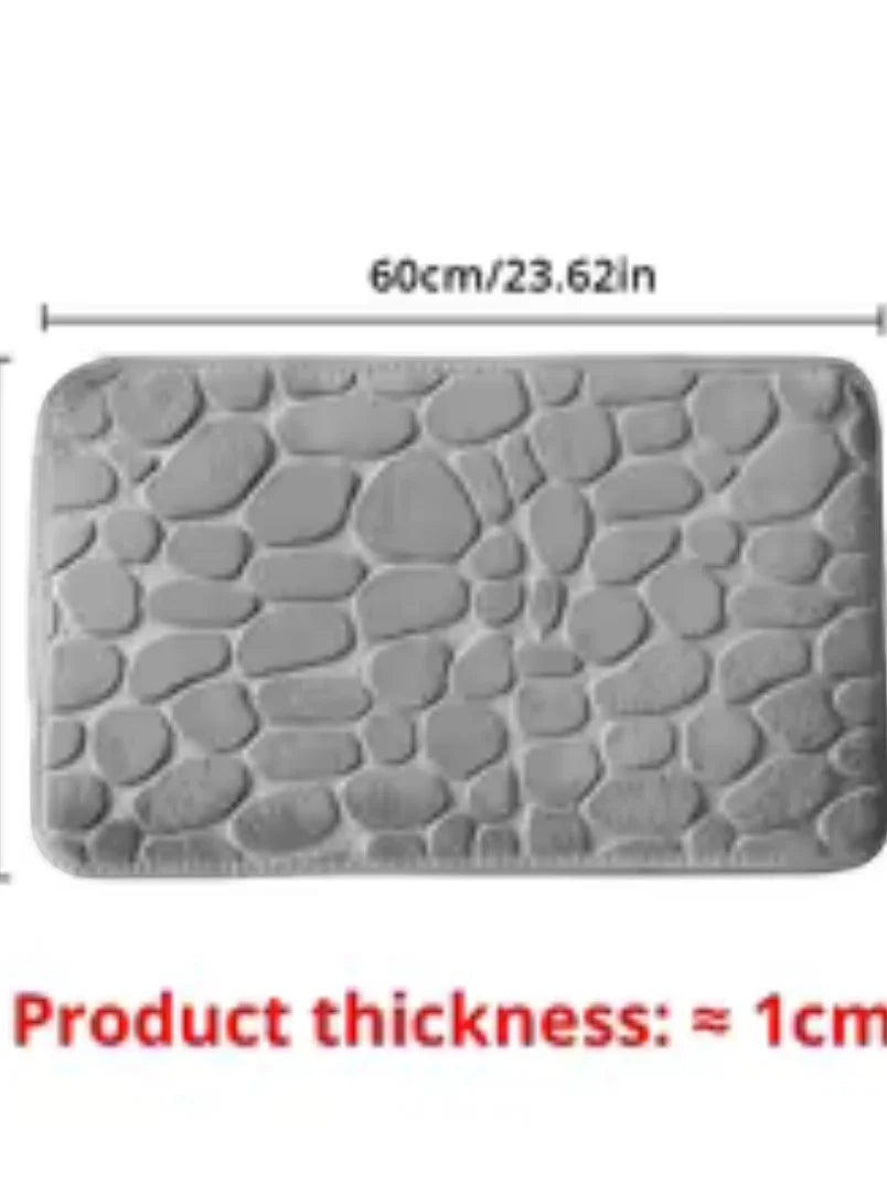 Alfombrilla de baño gris de Variedad Online con diseño de guijarros, suave y absorbente, 60x23.62in